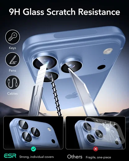 ESR Armorite Apple iPhone 18 Pro / Pro Max Camera Lens Protector Blauw afbeelding 6