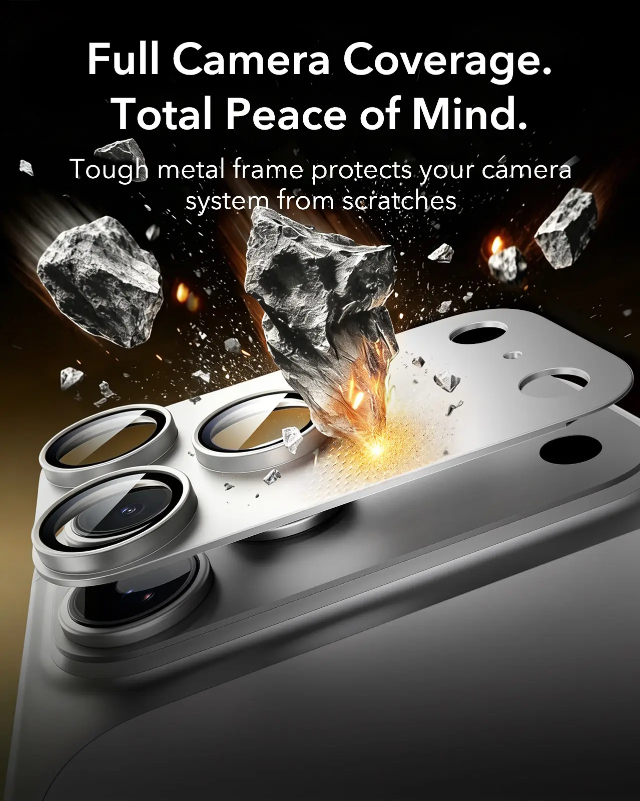 ESR Armorite Pro Full Coverage iPhone 18 Pro Camera Protector Matched Zilver afbeelding 3