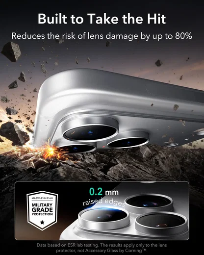 ESR Armorite Pro Full Coverage iPhone 18 Pro Camera Protector Matched Zilver afbeelding 5