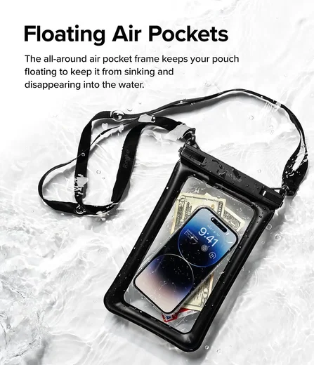 Ringke Floating Waterdicht Telefoonhoesje met Koord IPX8 Zwart afbeelding 7