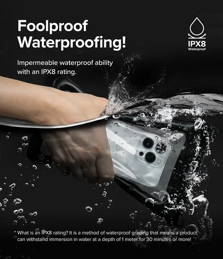 Ringke Floating Waterdicht Telefoonhoesje met Koord IPX8 Zwart afbeelding 4