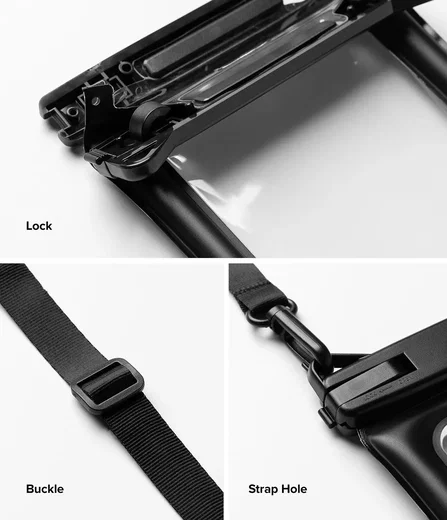 Ringke Floating Waterdicht Telefoonhoesje met Koord IPX8 Zwart afbeelding 11