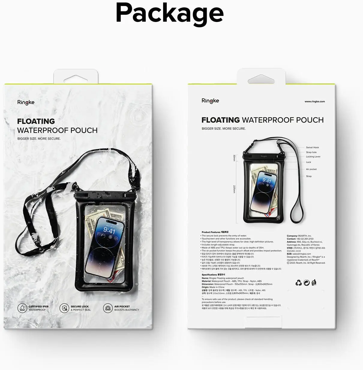 Ringke Floating Waterdicht Telefoonhoesje met Koord IPX8 Zwart afbeelding 14