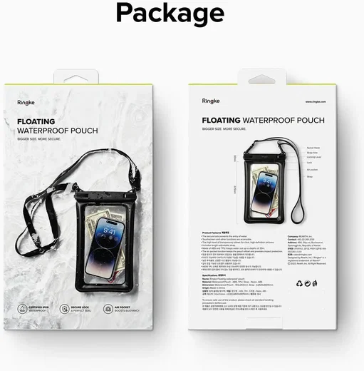 Ringke Floating Waterdicht Telefoonhoesje met Koord IPX8 Zwart afbeelding 14