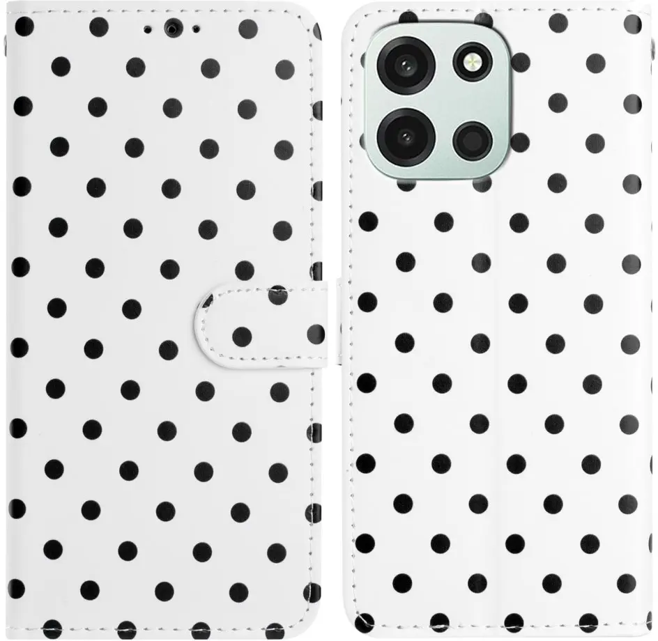 OnePlus Nord 6 Hoesje Portemonnee Book Case Polka Dot Wit afbeelding 1