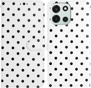 OnePlus Nord 6 Hoesje Portemonnee Book Case Polka Dot Wit