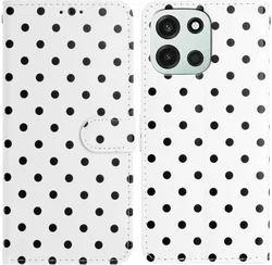 OnePlus Nord 6 Hoesje Portemonnee Book Case Polka Dot Wit afbeelding