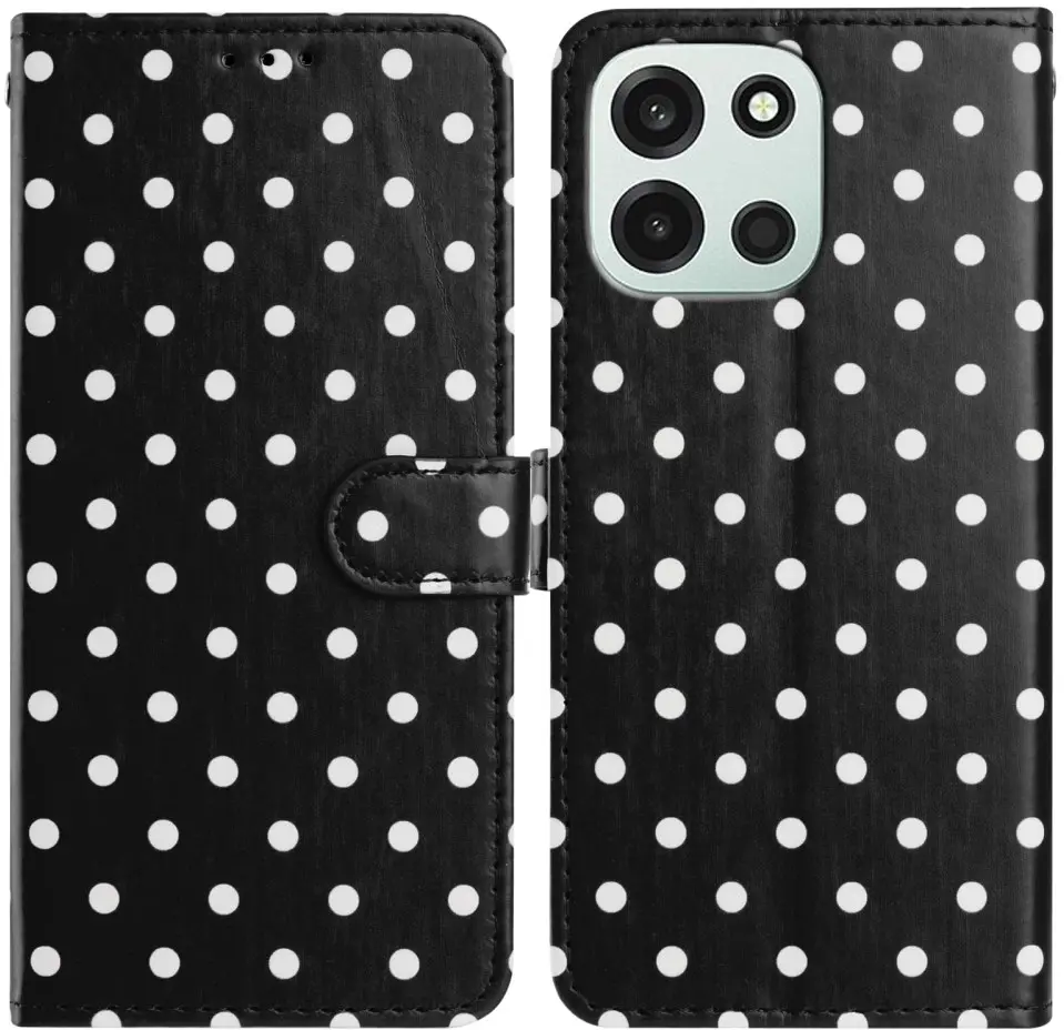 OnePlus Nord 6 Hoesje Portemonnee Book Case Polka Dot Zwart afbeelding 1