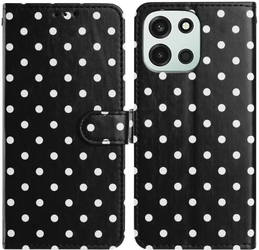 OnePlus Nord 6 Hoesje Portemonnee Book Case Polka Dot Zwart afbeelding 1