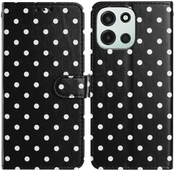 OnePlus Nord 6 Hoesje Portemonnee Book Case Polka Dot Zwart afbeelding