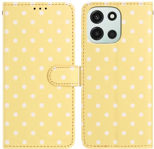 OnePlus Nord 6 Hoesje Portemonnee Book Case Polka Dot Geel afbeelding 1
