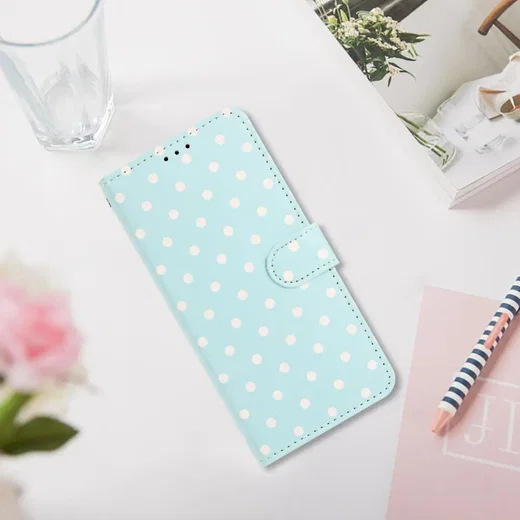 OnePlus Nord 6 Hoesje Portemonnee Book Case Polka Dot Blauw afbeelding 5