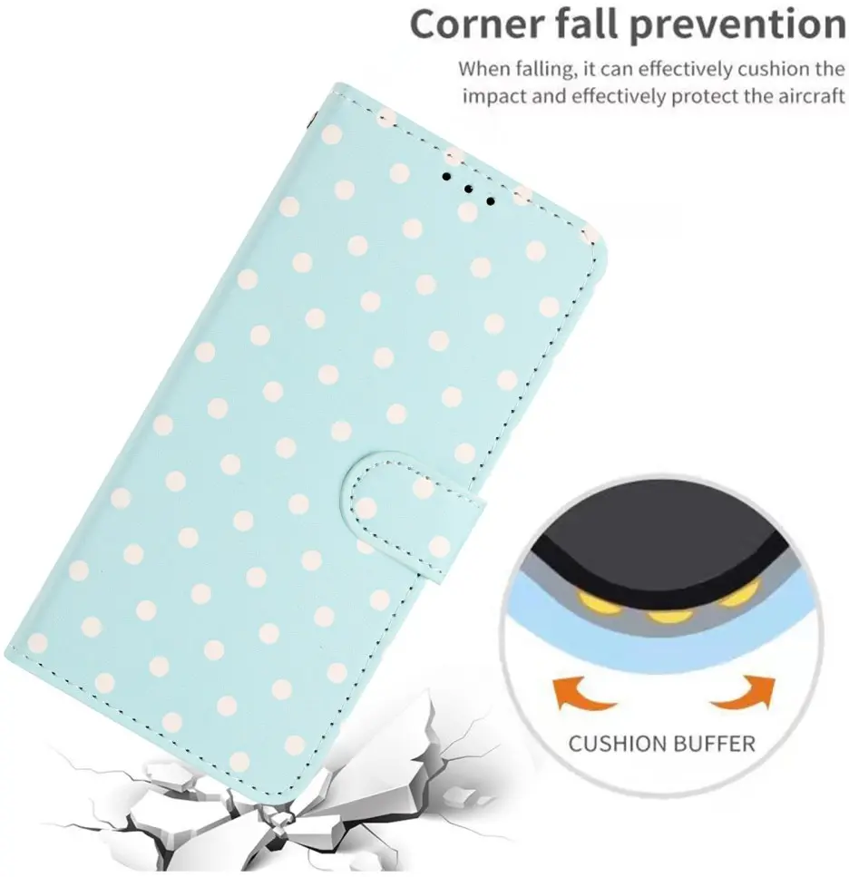 OnePlus Nord 6 Hoesje Portemonnee Book Case Polka Dot Blauw afbeelding 2