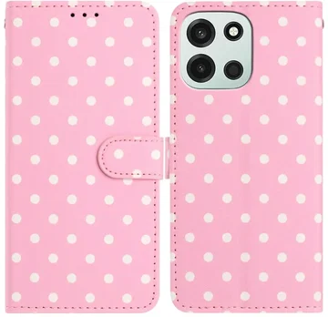 OnePlus Nord 6 Hoesje Portemonnee Book Case Polka Dot Roze