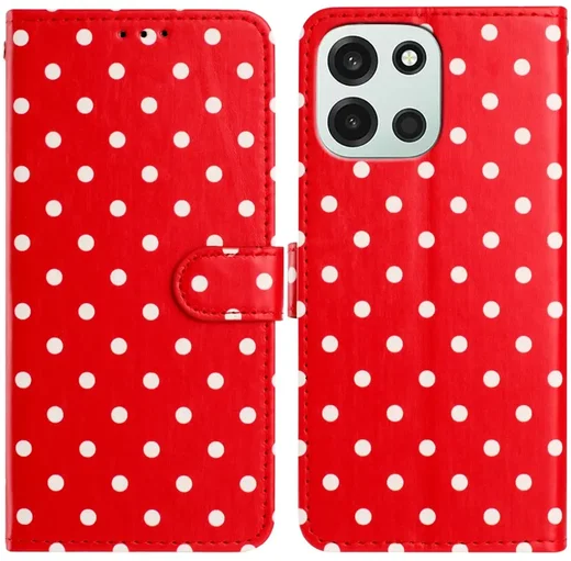 OnePlus Nord 6 Hoesje Portemonnee Book Case Polka Dot Rood afbeelding 1