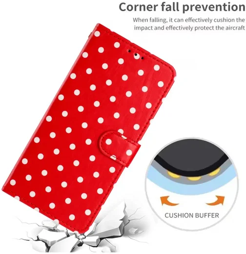 OnePlus Nord 6 Hoesje Portemonnee Book Case Polka Dot Rood afbeelding 2