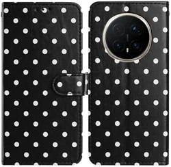 Honor Magic 8 Pro Hoesje Portemonnee Book Case Polka Dot Zwart afbeelding