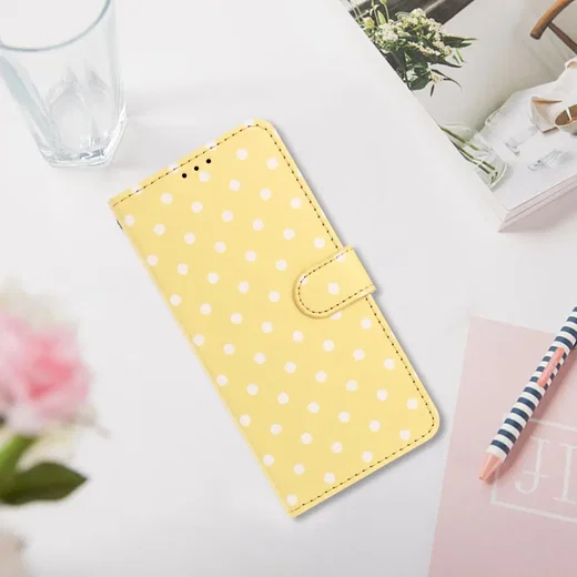 Honor Magic 8 Pro Hoesje Portemonnee Book Case Polka Dot Geel afbeelding 5