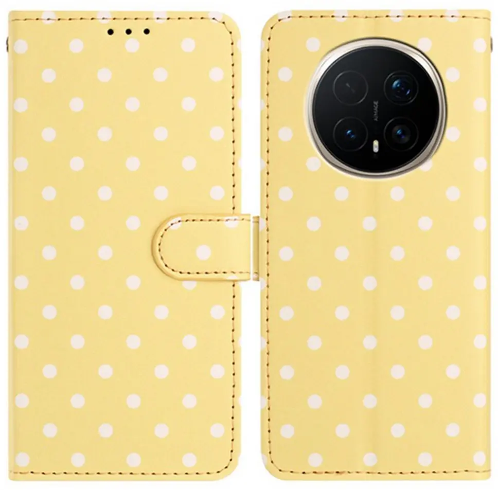 Honor Magic 8 Pro Hoesje Portemonnee Book Case Polka Dot Geel afbeelding 1