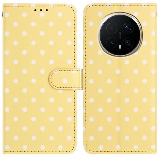Honor Magic 8 Pro Hoesje Portemonnee Book Case Polka Dot Geel afbeelding 1