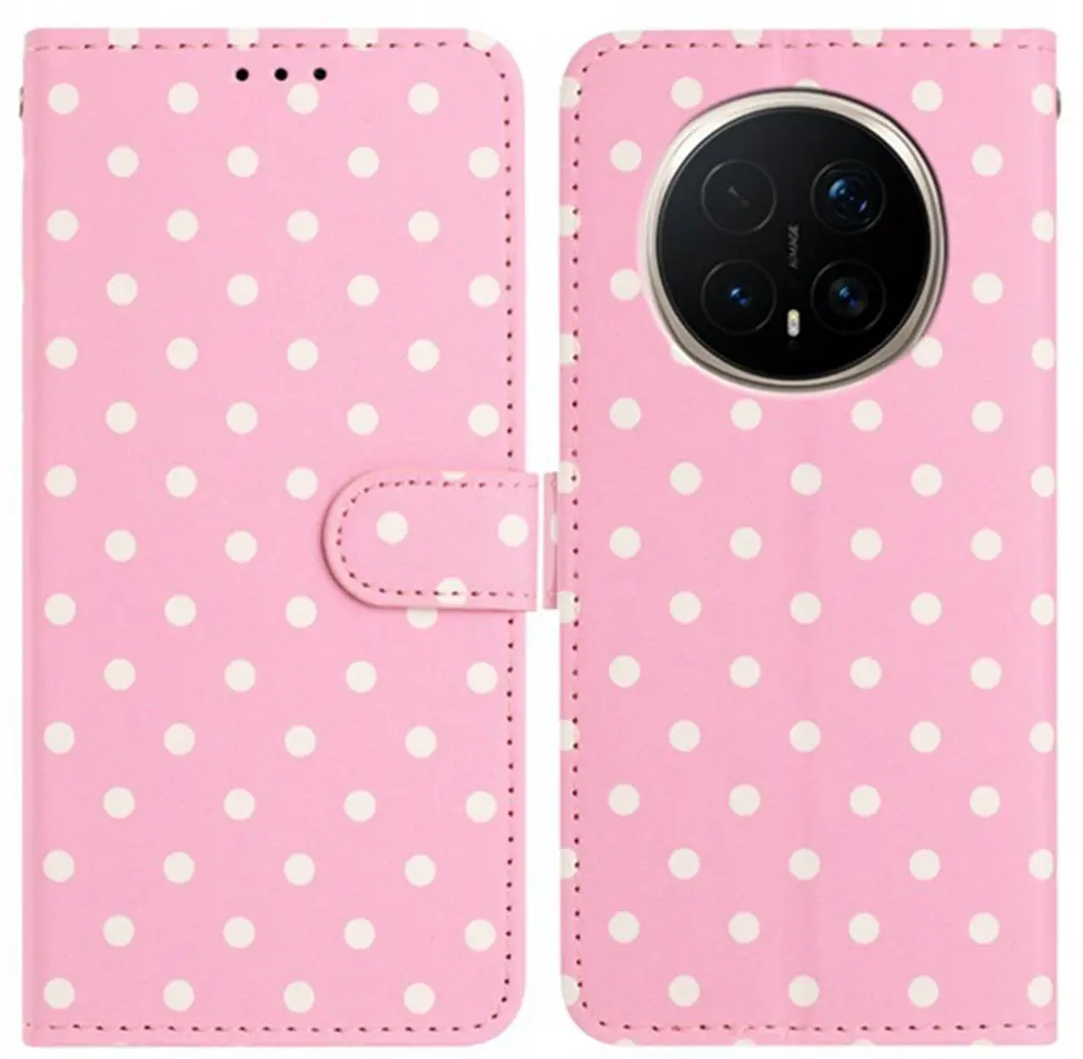 Honor Magic 8 Pro Hoesje Portemonnee Book Case Polka Dot Roze afbeelding 1