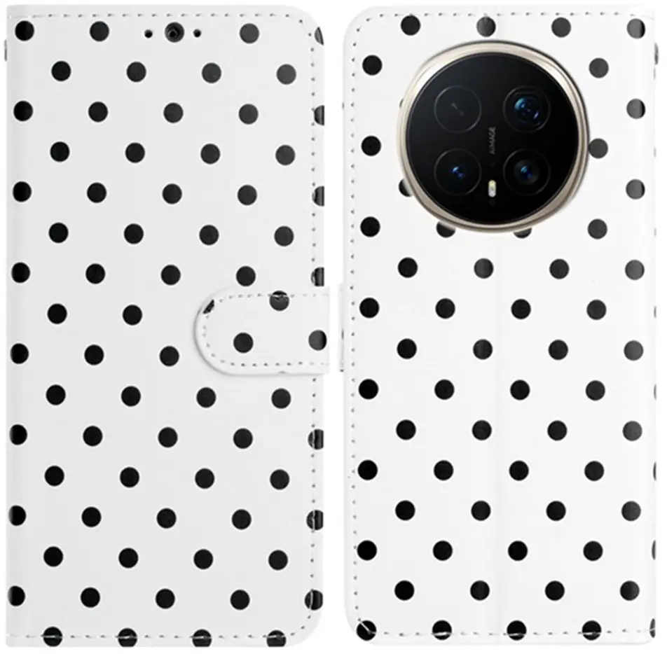 Honor Magic 8 Pro Hoesje Portemonnee Book Case Polka Dot Wit afbeelding 1