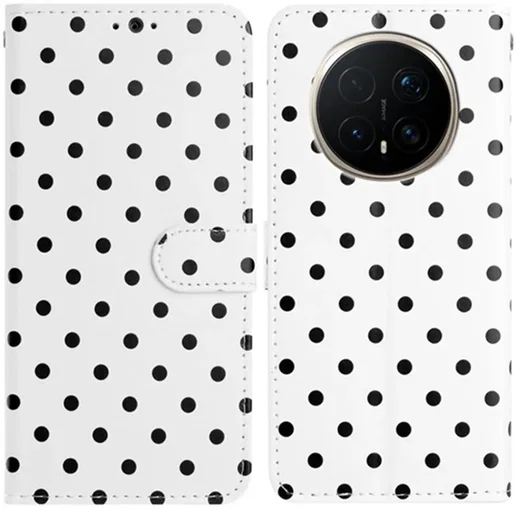 Honor Magic 8 Pro Hoesje Portemonnee Book Case Polka Dot Wit afbeelding 1