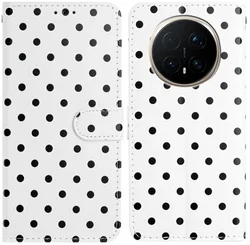 Honor Magic 8 Pro Hoesje Portemonnee Book Case Polka Dot Wit afbeelding