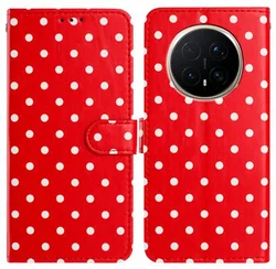 Honor Magic 8 Pro Hoesje Portemonnee Book Case Polka Dot Rood afbeelding