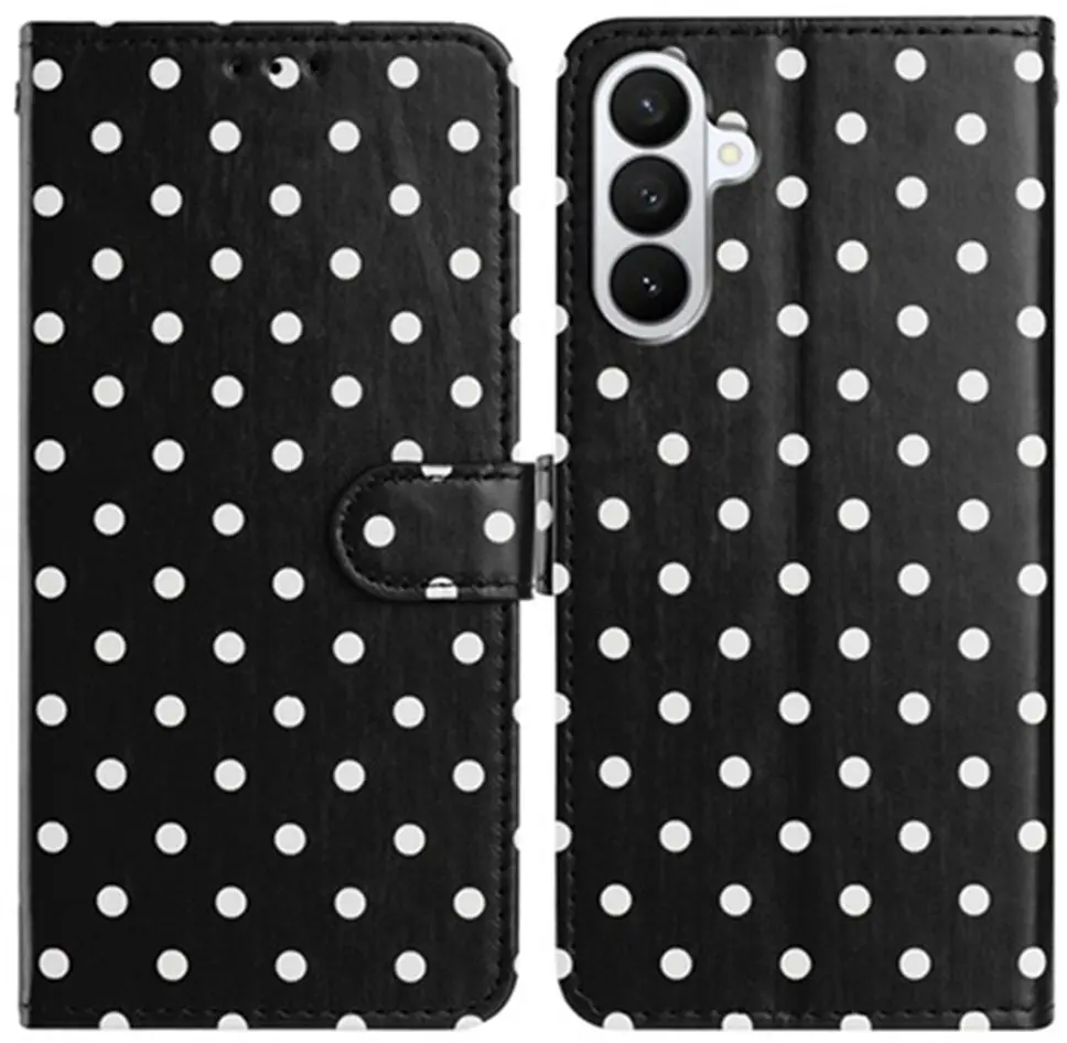 Samsung Galaxy A27 Hoesje Portemonnee Book Case Polka Dot Zwart afbeelding 1