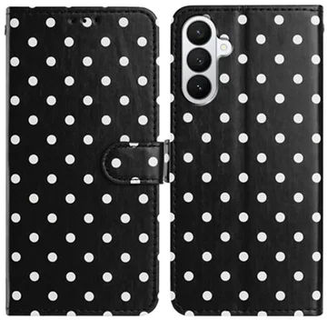 Samsung Galaxy A27 Hoesje Portemonnee Book Case Polka Dot Zwart