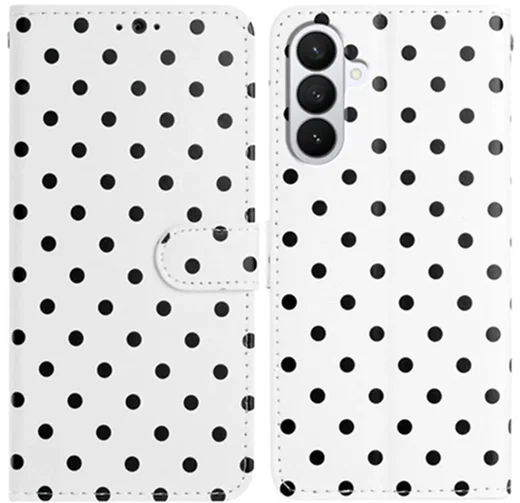 Samsung Galaxy A27 Hoesje Portemonnee Book Case Polka Dot Wit afbeelding 1