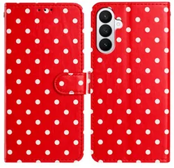 Samsung Galaxy A27 Hoesje Portemonnee Book Case Polka Dot Rood afbeelding