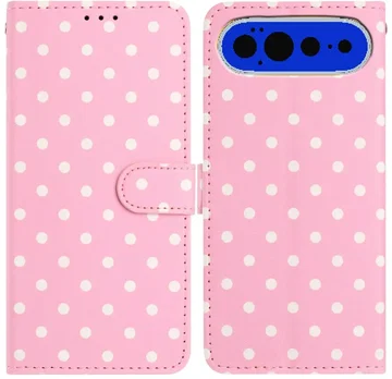 Google Pixel 11 Pro Hoesje Portemonnee Book Case Polka Dot Roze