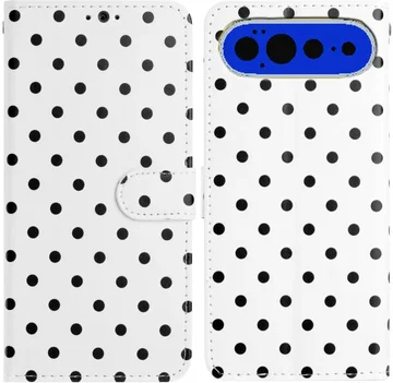 Google Pixel 11 Pro Hoesje Portemonnee Book Case Polka Dot WIt