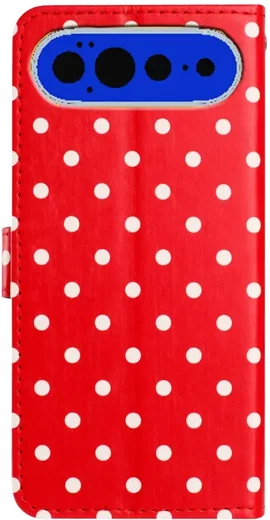 Google Pixel 11 Pro Hoesje Portemonnee Book Case Polka Dot Rood afbeelding 4