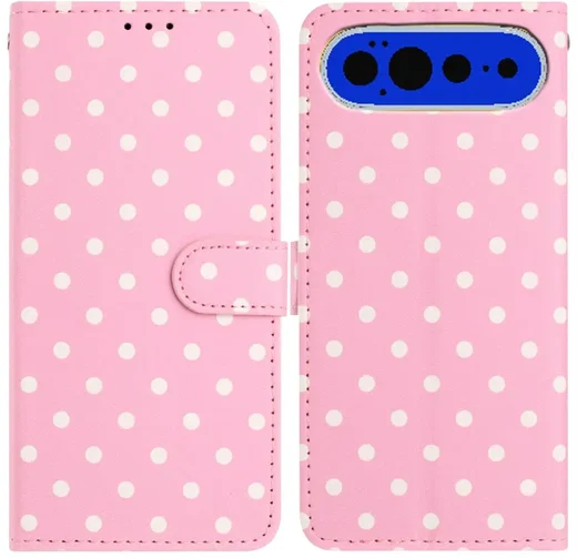 Google Pixel 11 Pro XL Hoesje Portemonnee Book Case Polka Dot Roze afbeelding 1