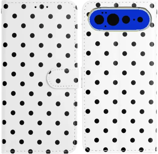 Google Pixel 11 Pro XL Hoesje Portemonnee Book Case Polka Dot Wit afbeelding 1