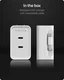 Mophie 67W Power Adapter met 2x USB-C Poort en Uittrekbare USB-C Kabel Wit​ afbeelding 5