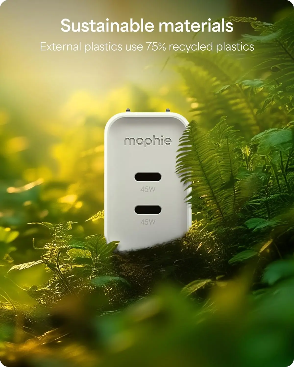 Mophie 45W Power Adapter met 2x USB-C Poort Wit afbeelding 4