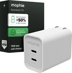 Mophie 70W Power Adapter met 2x USB-C Poort Wit afbeelding