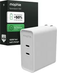 Mophie 100W Power Adapter met 2x USB-C Poort Wit afbeelding