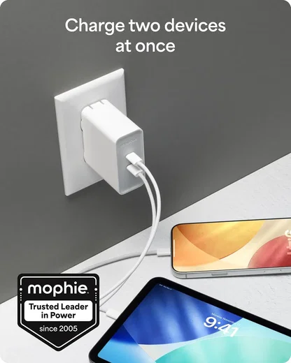Mophie 100W Power Adapter met 2x USB-C Poort Wit afbeelding 3