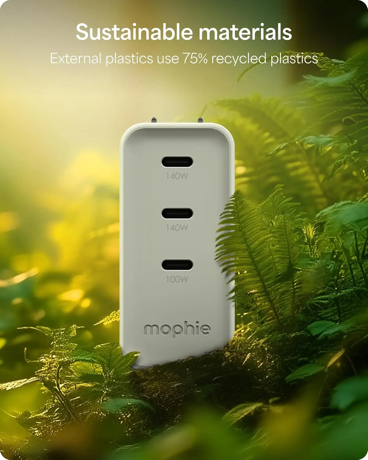 Mophie 140W Power Adapter met 3x USB-C Poort Wit afbeelding 4