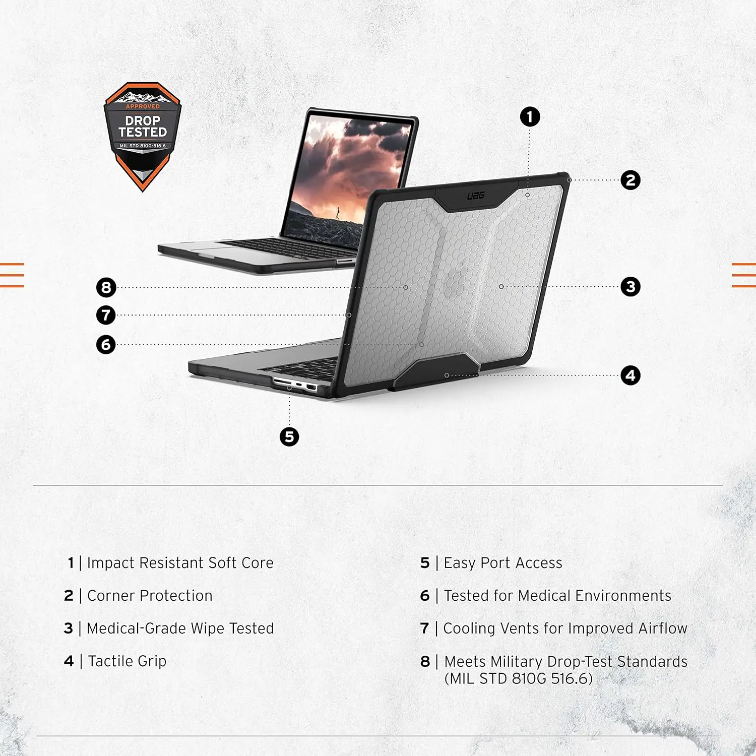 UAG Pylo MacBook Pro 14 Inch (M5/M4/M3 Max & Pro) Hoes Clear Ice afbeelding 4