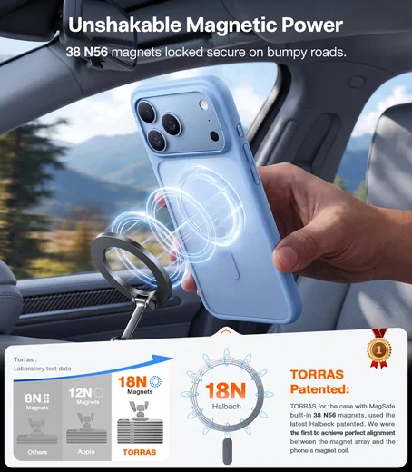TORRAS Guardian-Mag Apple iPhone 18 Pro Hoesje MagSafe Blauw afbeelding 5