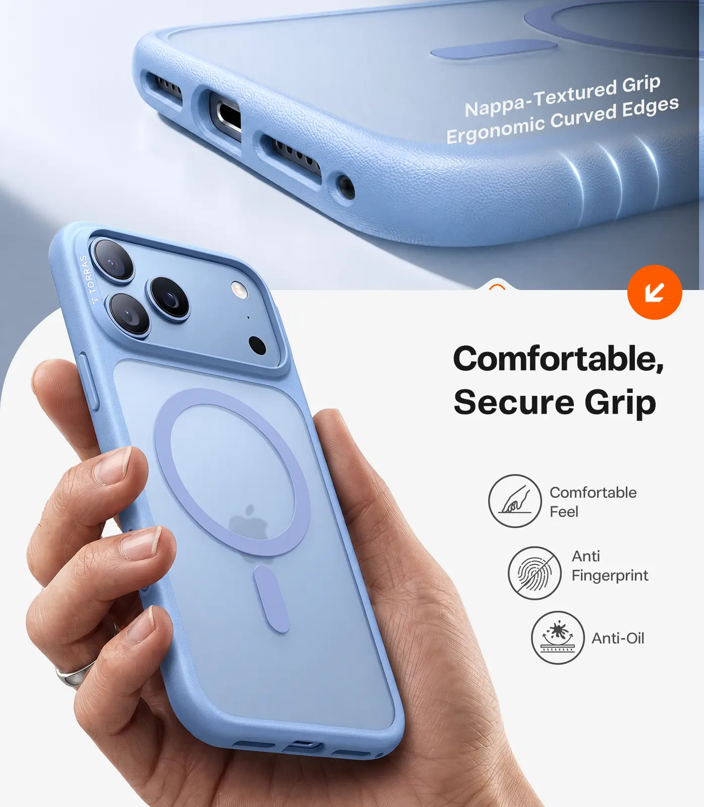 TORRAS Guardian-Mag Apple iPhone 18 Pro Hoesje MagSafe Blauw afbeelding 6