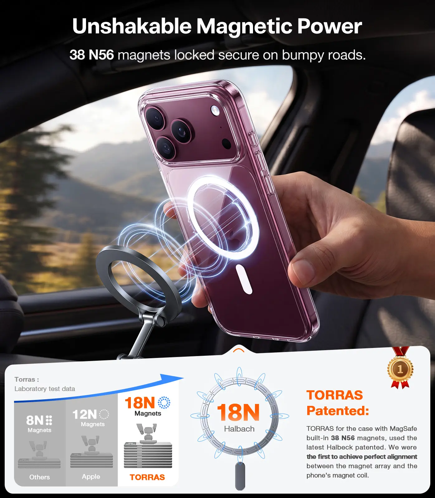 TORRAS Guardian-Mag Apple iPhone 18 Pro Hoesje MagSafe Transparant afbeelding 5
