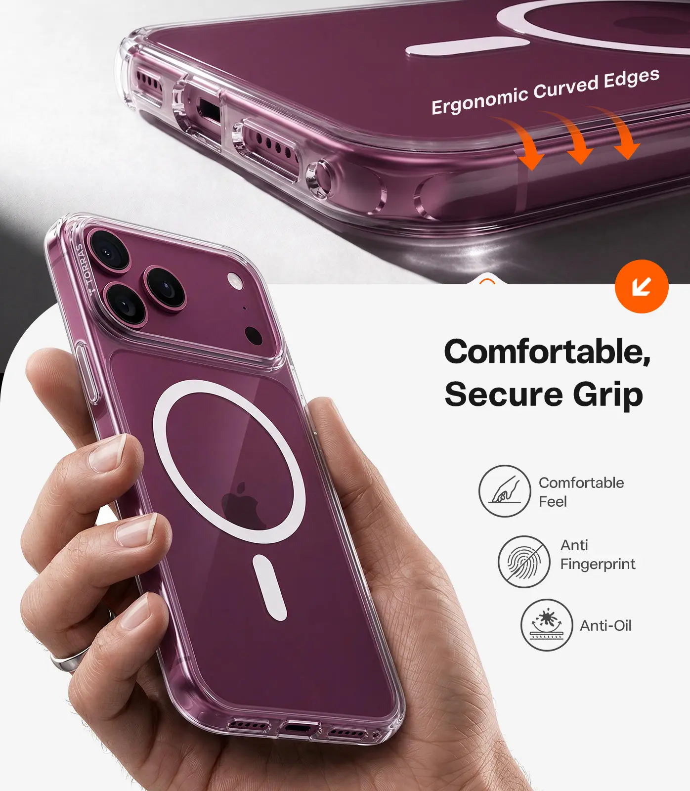 TORRAS Guardian-Mag Apple iPhone 18 Pro Hoesje MagSafe Transparant afbeelding 6