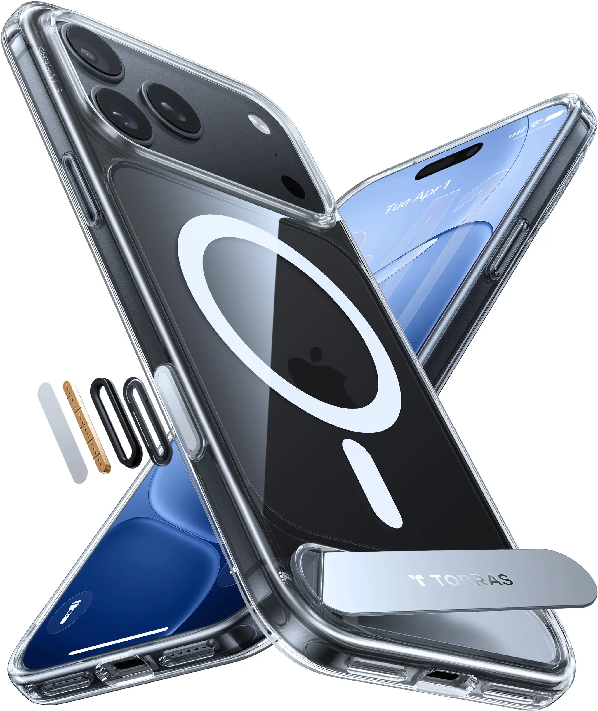 TORRAS Ostand L1 Guardian Magnetic Hoesje Apple iPhone 18 Pro Transparant afbeelding 1